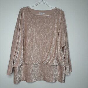 Chicos Blouse 2XL Pink Velvet Ribbed